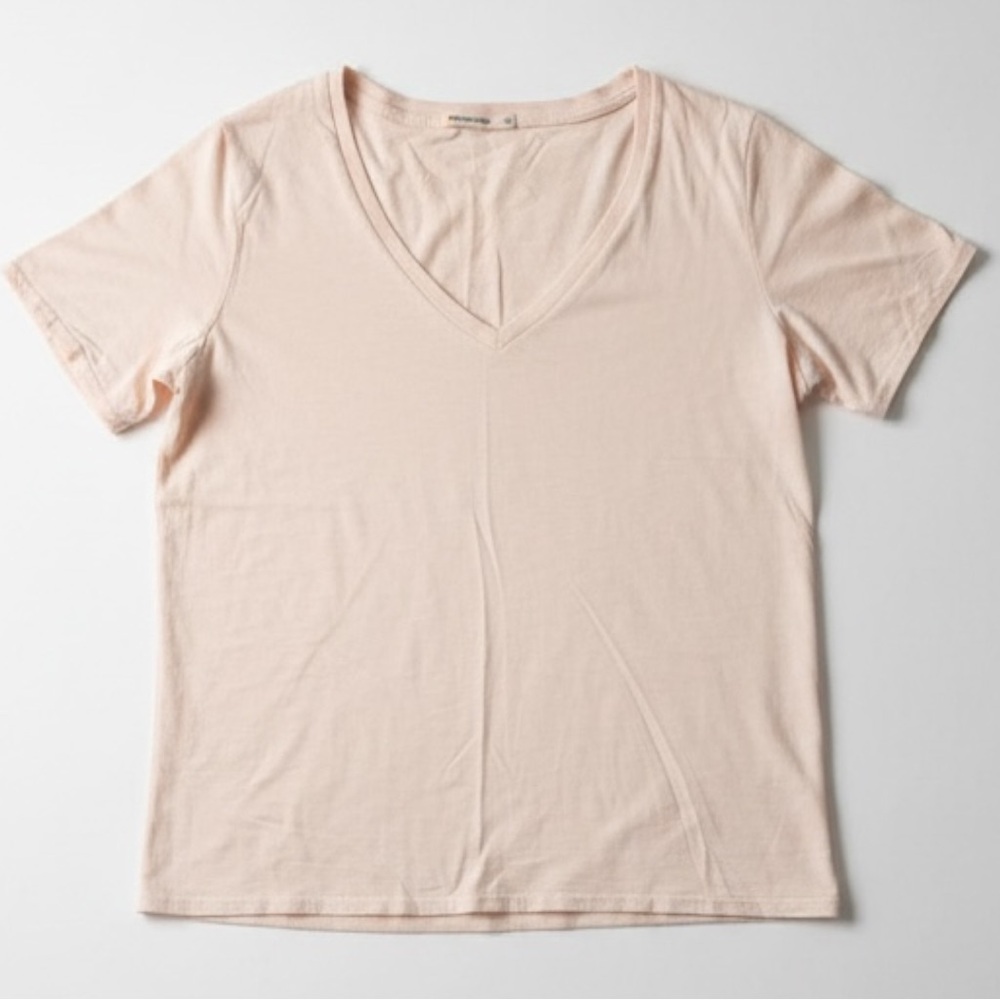 MARINE LAYER Women's Boyfriend V-Neck Tee in Soft Peach (XS)